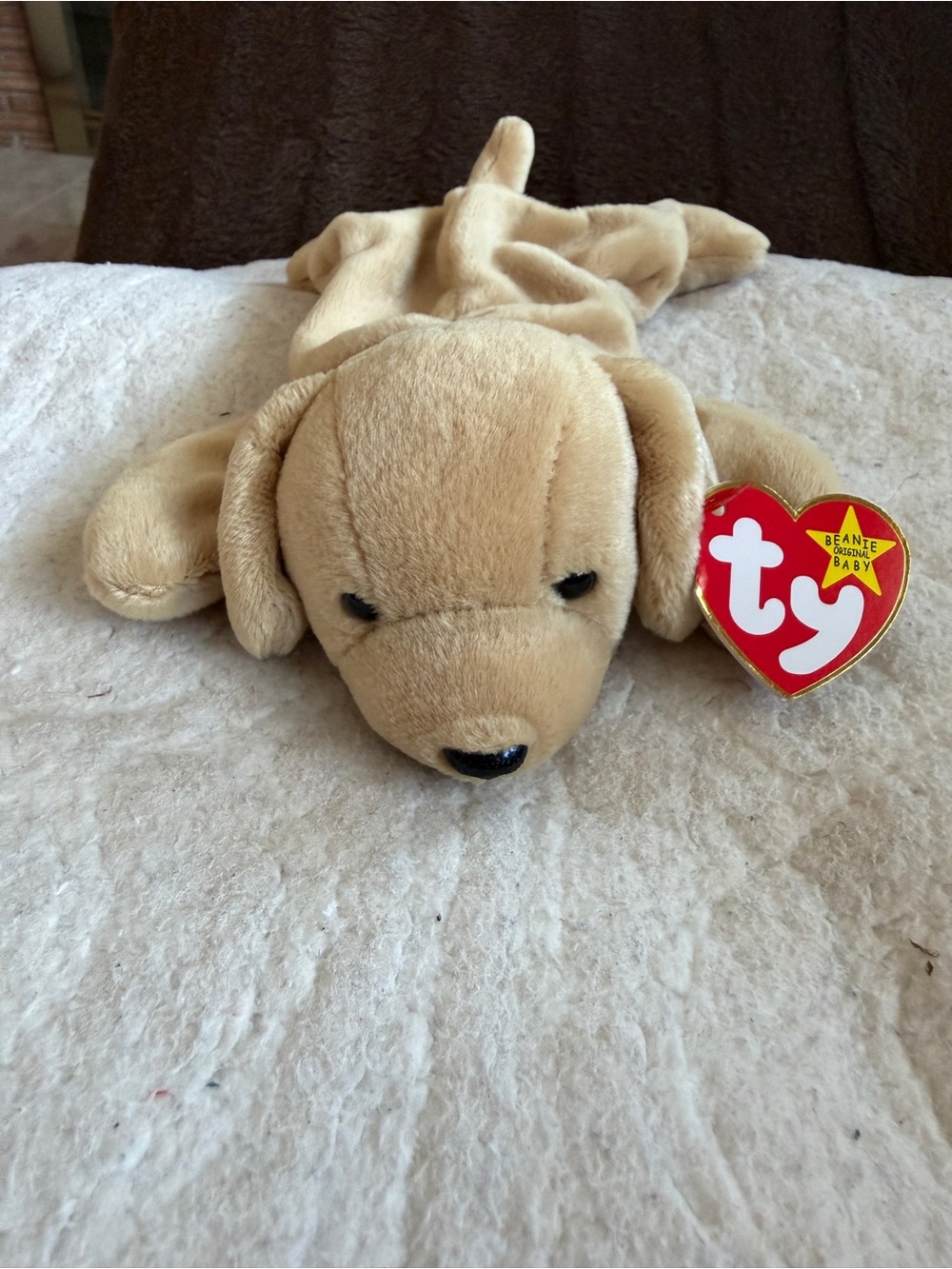 Ty NWT Fetch Tan Plush Puppy Dog Beanie Baby